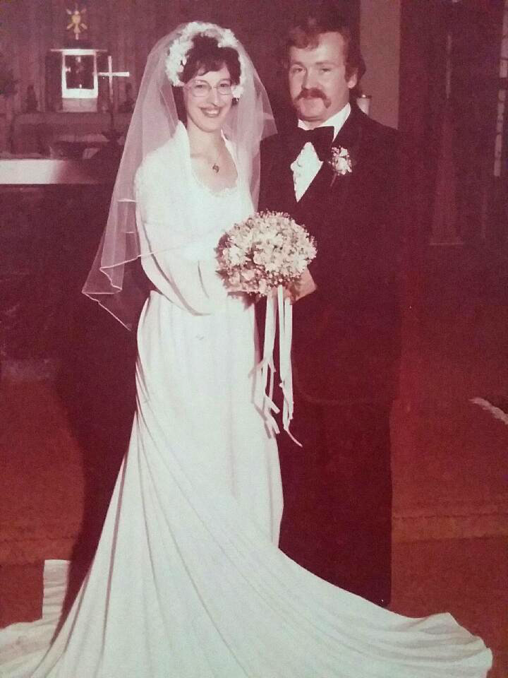 Margie and David at their wedding, 1978.